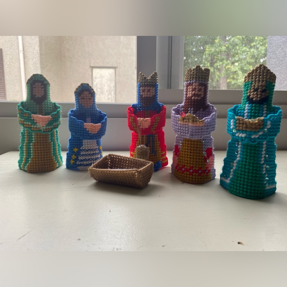 Colorful crochet Nativity Set